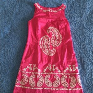 Lilly Pulitzer hot pink embroidered dress