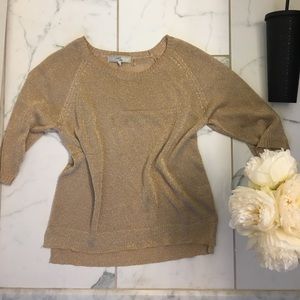 Gold mesh crew neck sweater