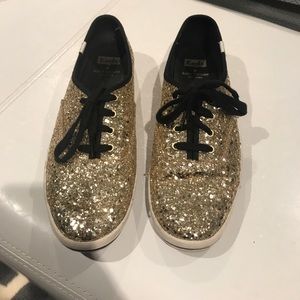 Keds did Kate spade. Gold glitter. Size 8! EUC!!