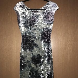 Betsey Johnson grey and black velvet dress