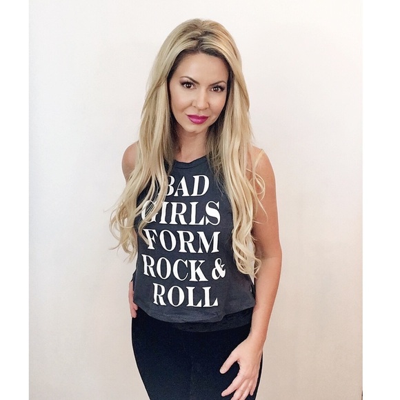 Tops - Charcoal Bad Girls Graphic Tank