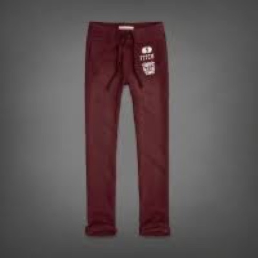 Abercrombie Fitch Men Elastic Sweatpants Dark Red