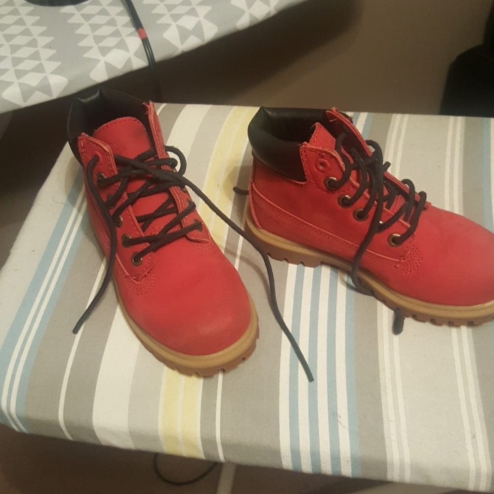 Boys size 12 Red Timberland Boots