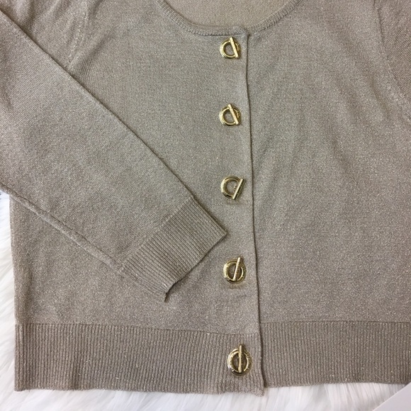 Calvin Klein Gold Button Down Light Weight Sweater - Picture 2 of 6