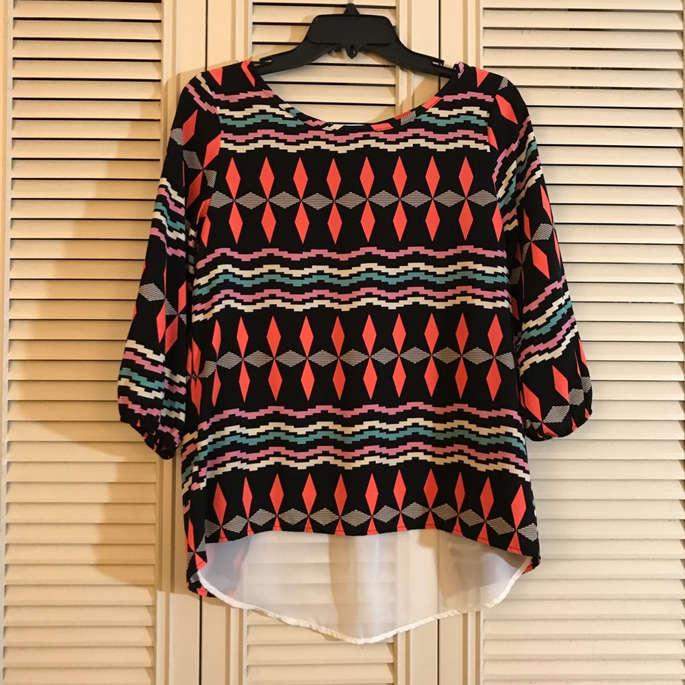 Blue sketch tribal peek-a-boo shirt