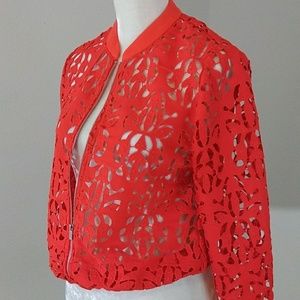 🆕 NWT Nygard Orange Applique cut Bomber