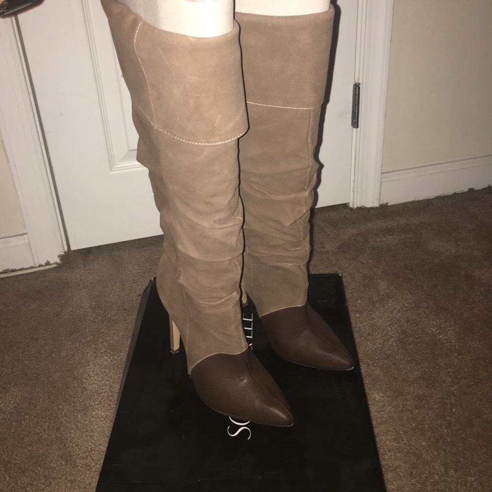 ⛄️Two-toned taupe high boot
