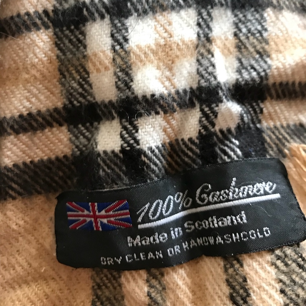 Tan Plaid Cashmere Scarf