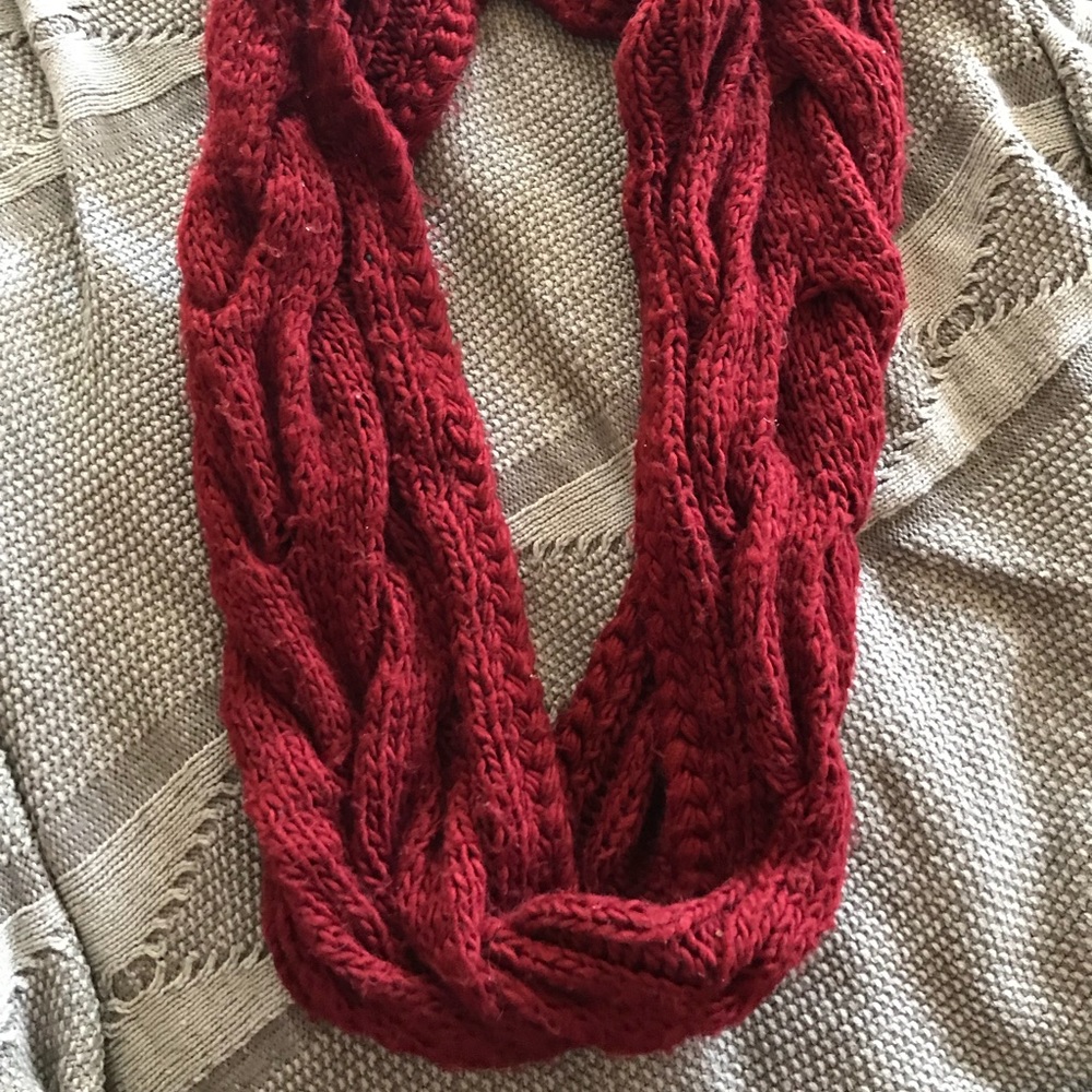 Urban Outfitters Red Cable-knit Infinity Scarf