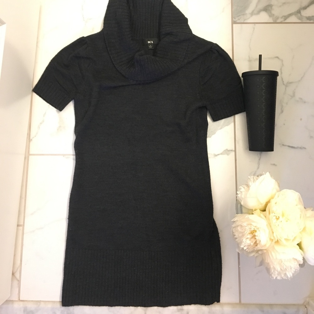 Charcoal cowl neck sweater dress