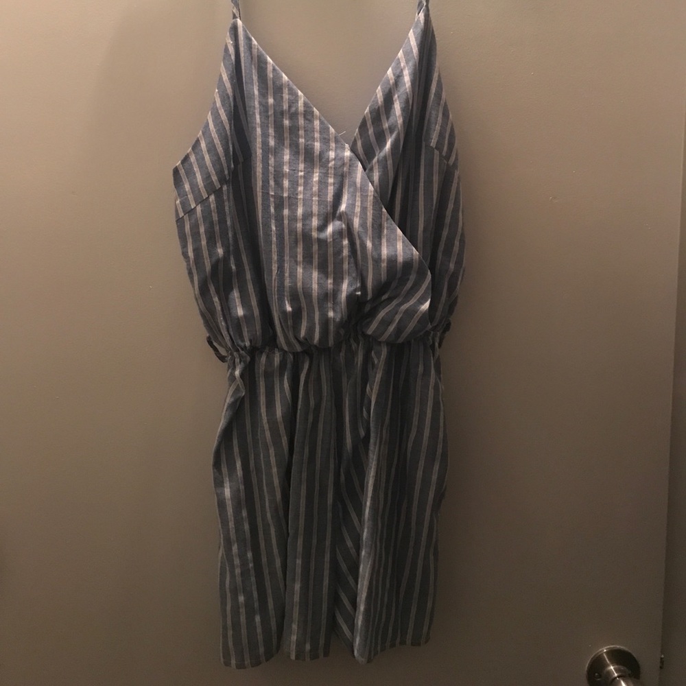 Blue and white romper