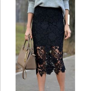 Black lace pencil skirt