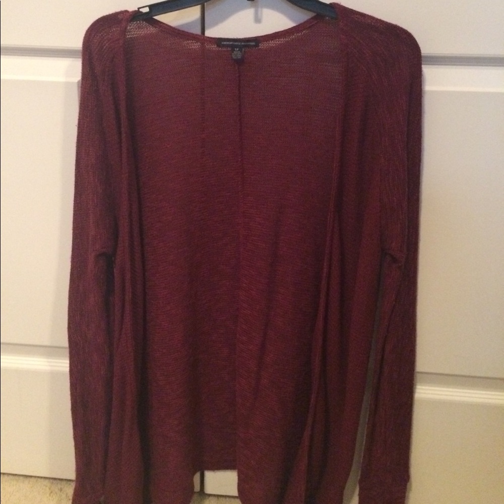 Burgundy Open Cardigan