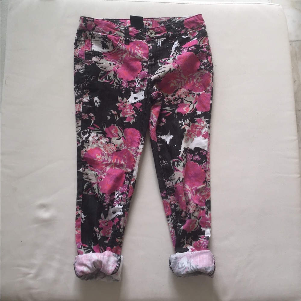 Squeeze Pink/Black and White Floral Jeans
