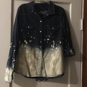 Bleached jean button up shirt
