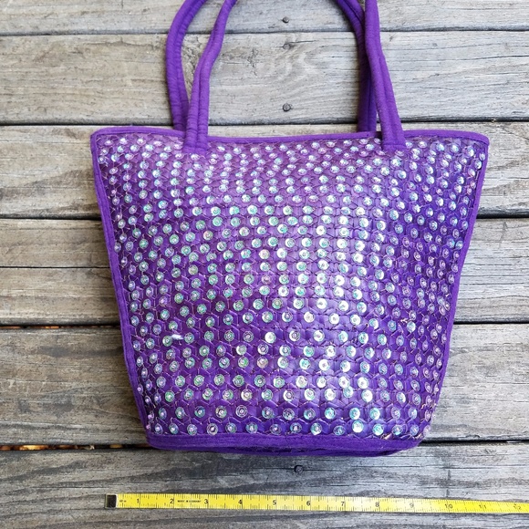 Purple bag with iridescent sequins - Picture 3 of 8