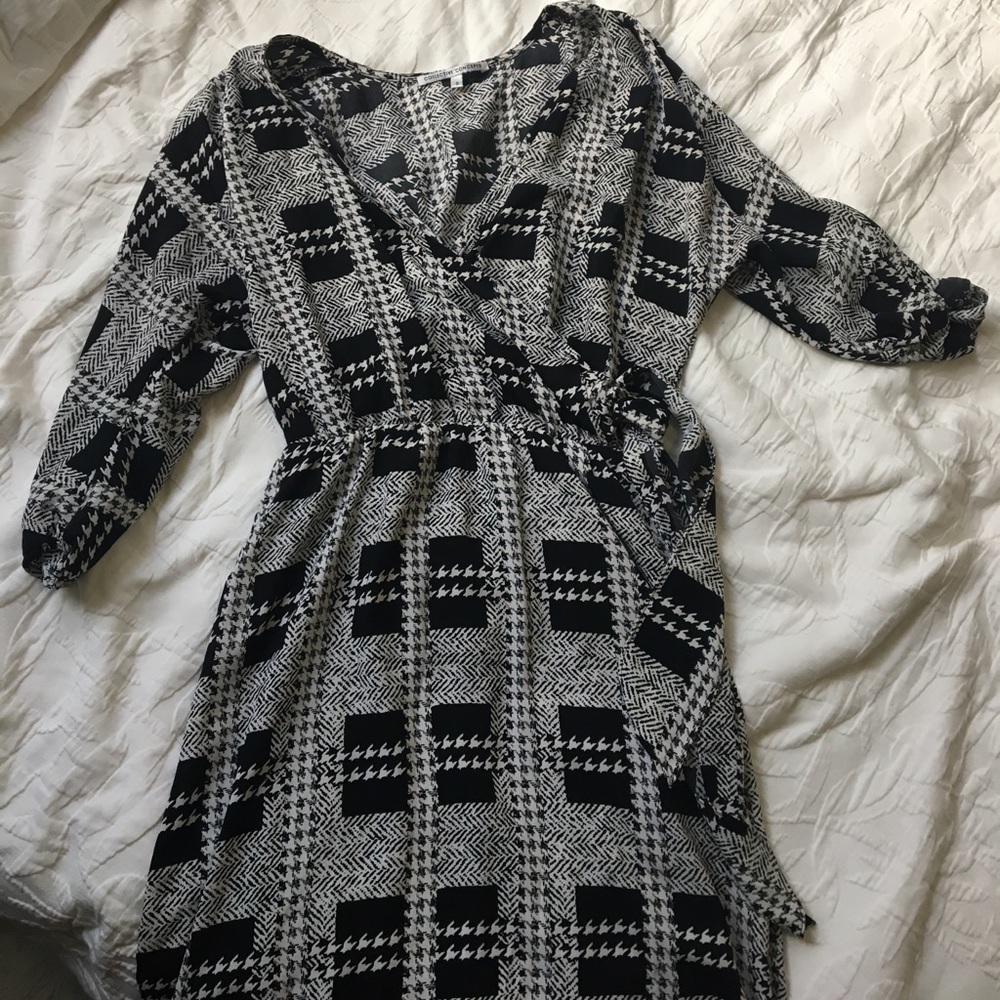 Checkered wrap dress