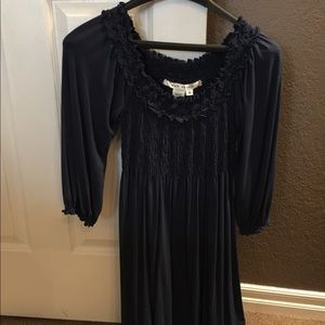 Navy dress, falls to the knee. Max studio