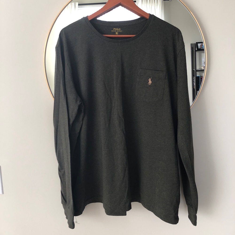 Polo long sleeve shirt. XL. Army/ olive green.