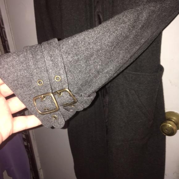 Juniors XL Wool Long Hooded Coat, zippers &buckles - Picture 4 of 8