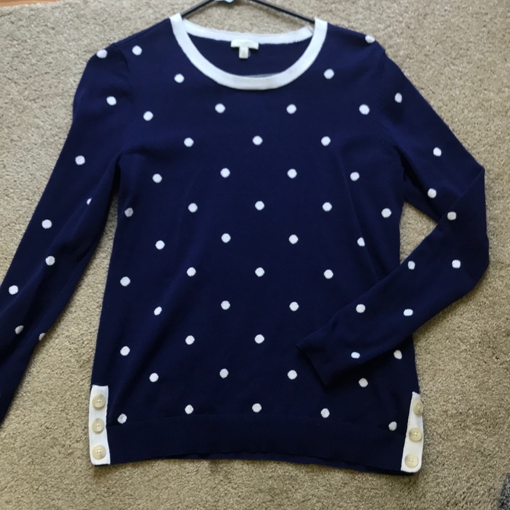Royal blue and white polka dot sweater