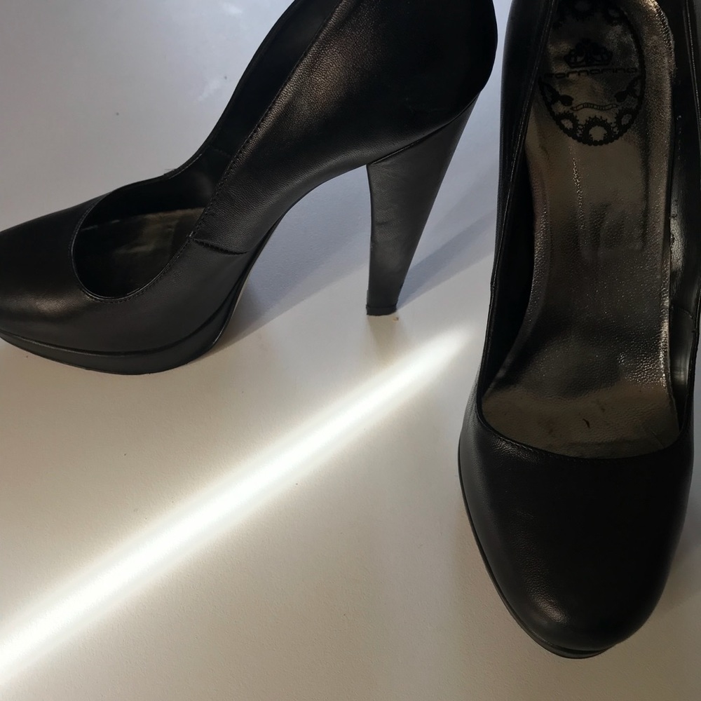 BLACK Heels Fornarina leather