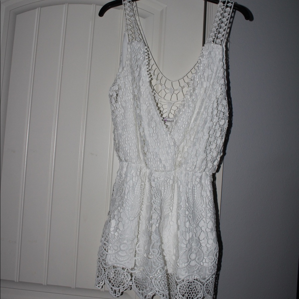 Deep V white romper