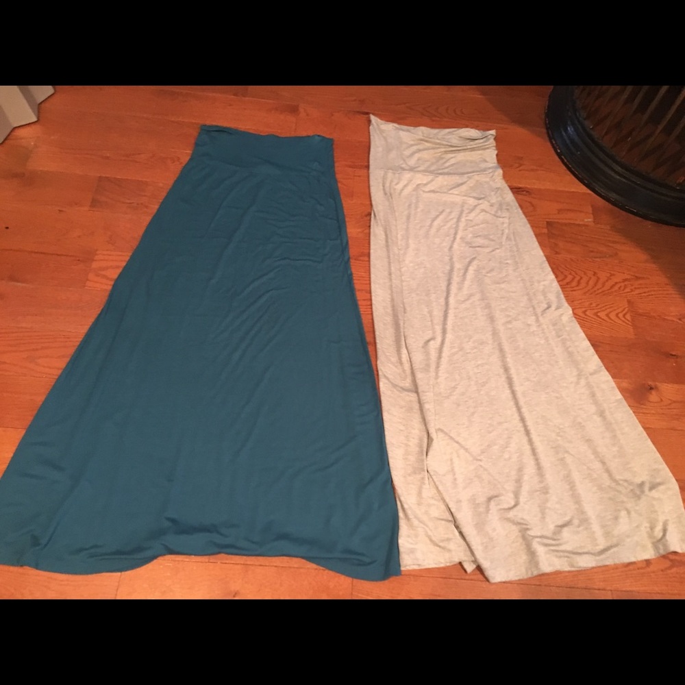 Set of two maxi skirts, teal and gray. Like New!
