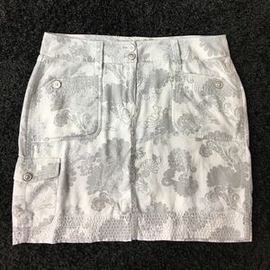 WHBM Gray Floral 100% Silk Skirt