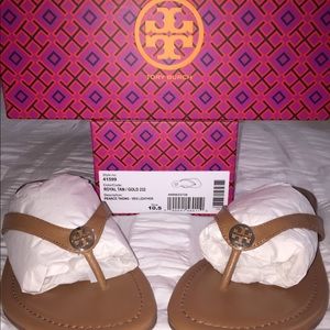 NWT Tory Burch Tan/Light Brown Sandals w/gold
