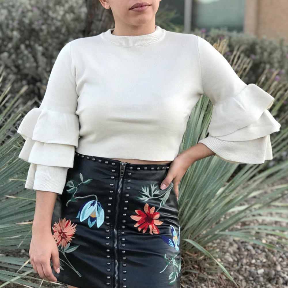 Crop Layered Ruffle Sweater - LAST ONE!