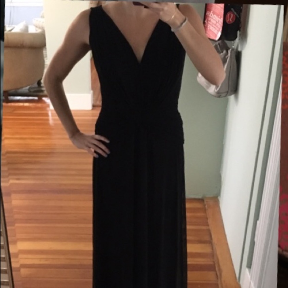 V-neck black gown