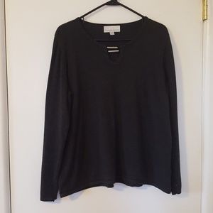 Dark heathered gray sweater with silver decoration