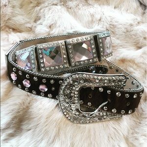 Blinged out Cow Hide Western Show Belt