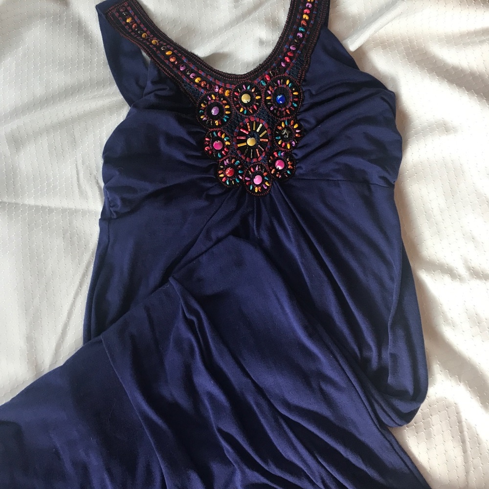 Beaded navy maxi dress