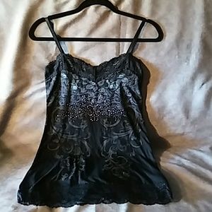 Black lacy & floral camisole with small silver stu