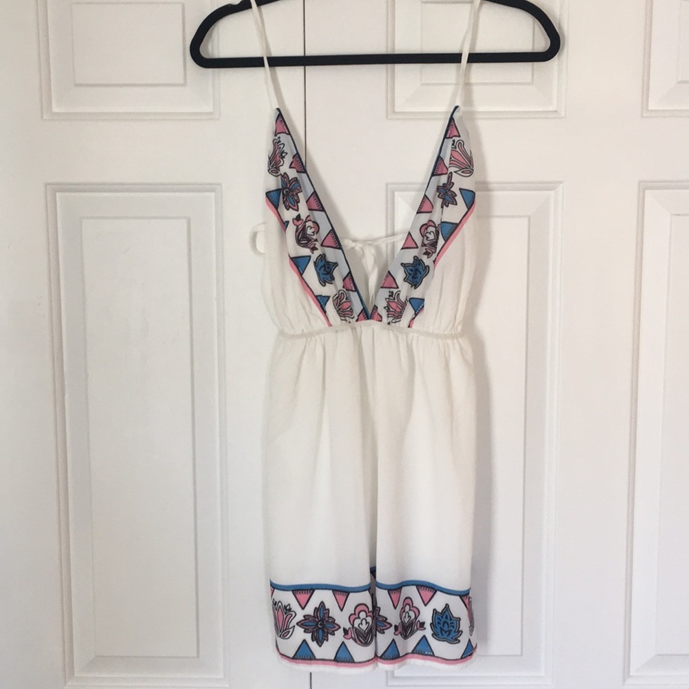 White Plunging Neckline Dress Sabo Skirt