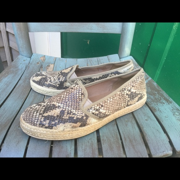 snakeskin slip ons