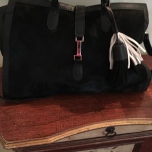 CLAUDIA FIRENZE BLACK CALF HAIR FRONT/LEATHER BACK