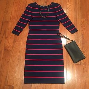 Pink Tartan Navy and Red Striped Dress