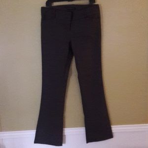 Dark brown, exact stretch, dress pants.