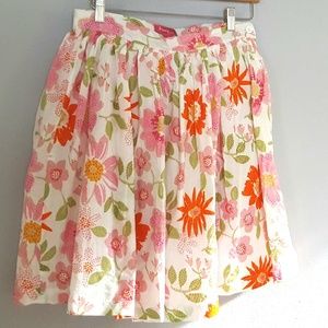 Pleated floral cotton skirt