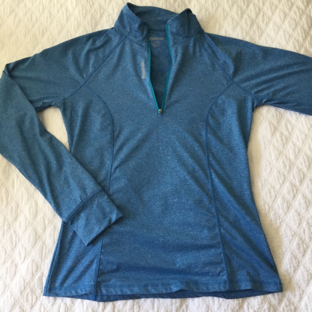 Heathered Blue Reebok Long Sleeve 1/4 Zip Thumb