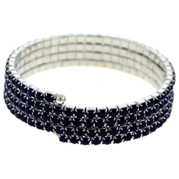 Mi Amore Jewelry - Four strand silver-tone coil bracelet with blue