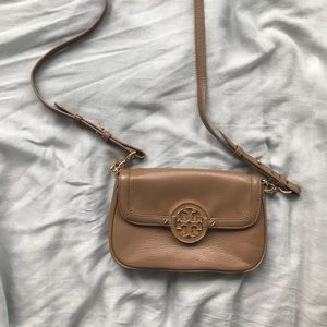 Taupe Authentic Tory Burch Crossbody Bag