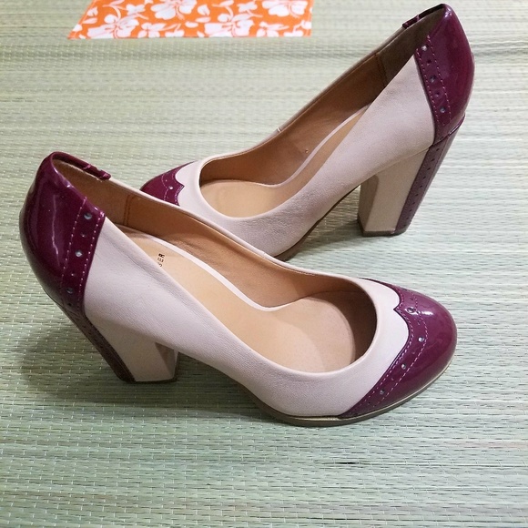 Kelsi dagger cream and burgandy heels sz 6.5 - Picture 5 of 5