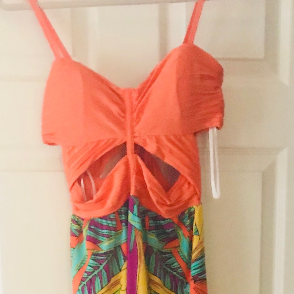 2b Bebe Long Palm Pattern Dress!! Hello Miami!!