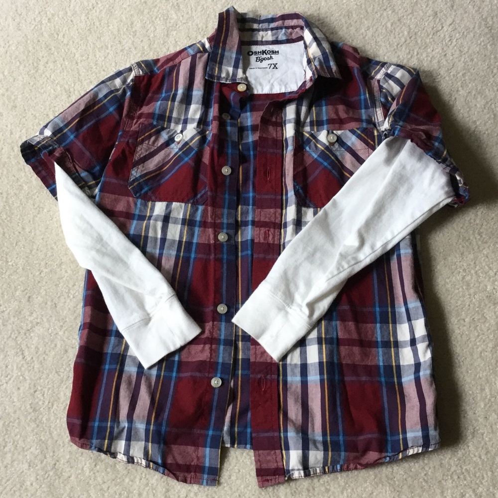 Plaid shirt red blue yellow white boys