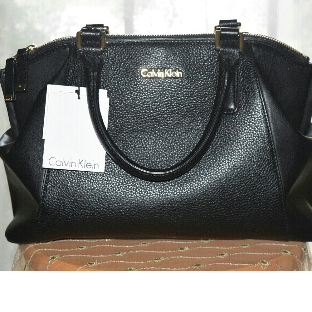 New Calvin Klein leather pebbled satchel