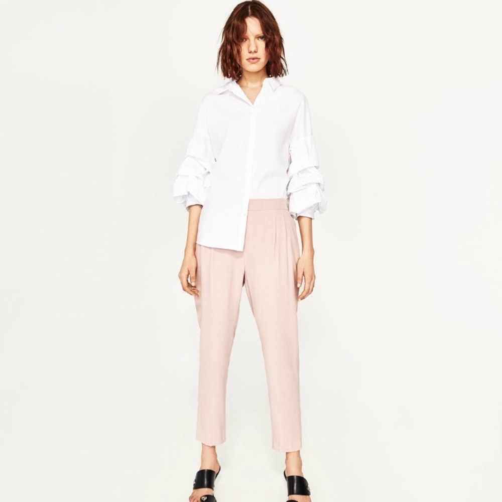 Zara ankle trousers in blush pink